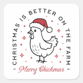 Frohe Weihnachten lustige Zitate Hühnerfarm Land Quadratischer Aufkleber