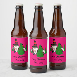 Frohe Weihnachten, lustige Zwerge personalisieren Bierflaschenetikett