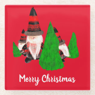 Frohe Weihnachten, lustige Zwerge personalisieren Glasuntersetzer