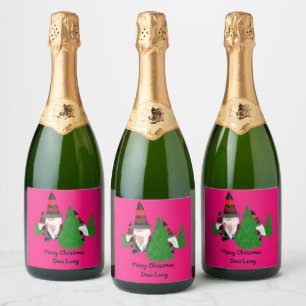 Frohe Weihnachten, lustige Zwerge personalisieren Schaumweinetikett