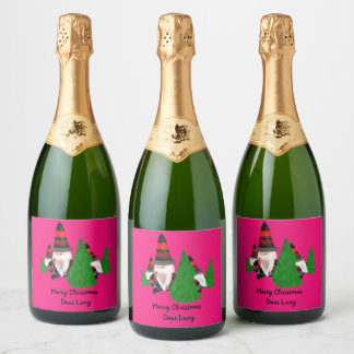 Frohe Weihnachten, lustige Zwerge personalisieren Schaumweinetikett