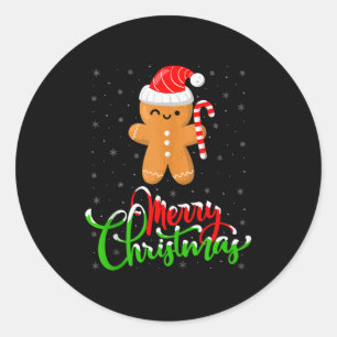 Frohe Weihnachten Lustiger Ingwerbrot-Keks-Backen  Runder Aufkleber