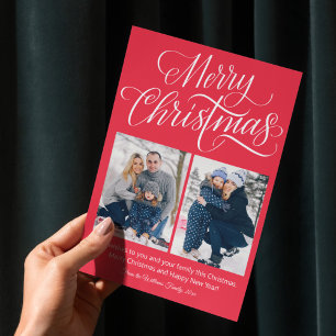 Frohe Weihnachten lustiges Drehbuch 2 Fotos Roter  Postkarte