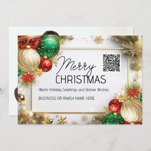 Frohe Weihnachten luxuriöses weißes Gold QR Geschä (Vorne/Hinten)