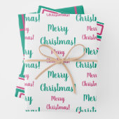 Frohe Weihnachten Magenta Hot Pink Emerald Green Geschenkpapier Set (Beispiel)