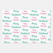 Frohe Weihnachten Magenta Hot Pink Emerald Green Geschenkpapier Set (Vorderseite)