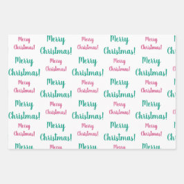 Frohe Weihnachten Magenta Hot Pink Emerald Green Geschenkpapier Set