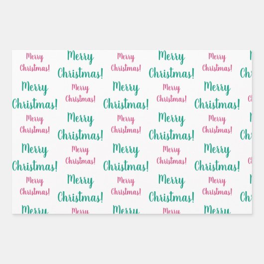 Frohe Weihnachten Magenta Hot Pink Emerald Green Geschenkpapier Set (Vorderseite)