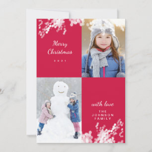 Frohe Weihnachten Magenta Snowy Minimal Family Fot