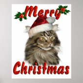 Frohe Weihnachten Maine Coon Cat Poster (Vorne)