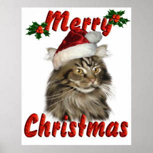 Frohe Weihnachten Maine Coon Cat Poster