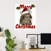 Frohe Weihnachten Maine Coon Cat Poster (Heimbüro)