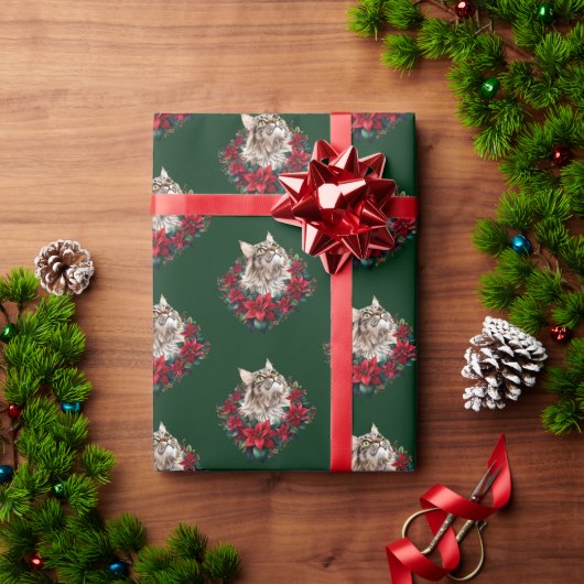 Frohe Weihnachten Maine Coon Katze Geschenkpapier (Feiertagsgeschenk)
