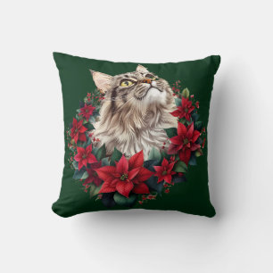 Frohe Weihnachten Maine Coon Katze Kissen