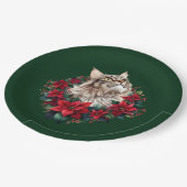 Frohe Weihnachten Maine Coon Katze Pappteller (Schrägansicht)