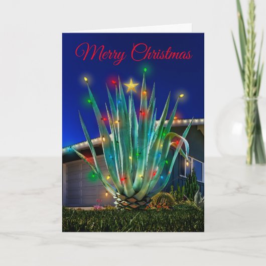 Frohe Weihnachten Majestic Agave Glow Holiday Card (Vorderseite)