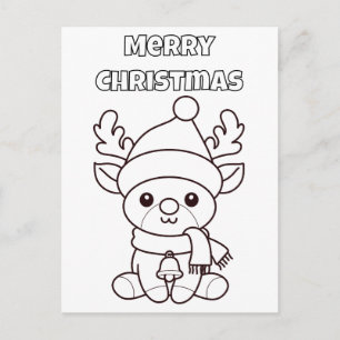 Frohe Weihnachten - Mal mir ein Rentier an Postkarte