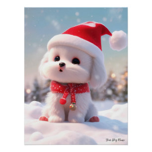Frohe Weihnachten, Malteser Hund Welpe 01 - Happy  Poster