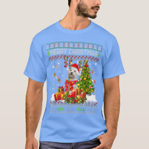 Frohe Weihnachten maltesischen Santa Xmas Tree Lig T-Shirt