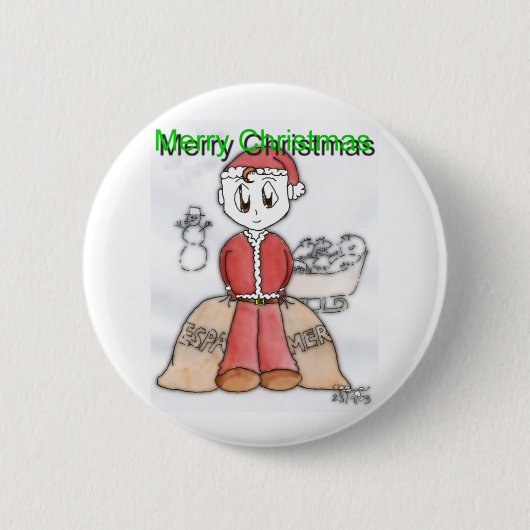 Frohe Weihnachten Manga Button (Vorderseite)
