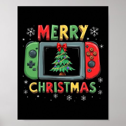 Frohe Weihnachten Männer Jungs Kinder Gaming Gamer Poster (Vorne)