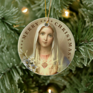 Frohe Weihnachten Mary Jungfrau KERAMIK Ornament
