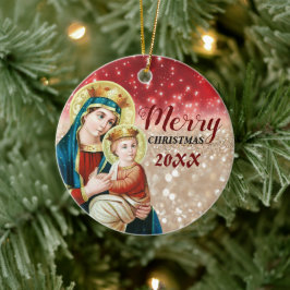 Frohe Weihnachten | Mary Jungfrau | KERAMIK Ornament