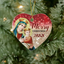 Frohe Weihnachten | Mary Jungfrau | KERAMIK Ornament
