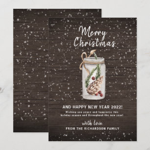 Frohe Weihnachten Mason Jar Holz-Feiertagskarte