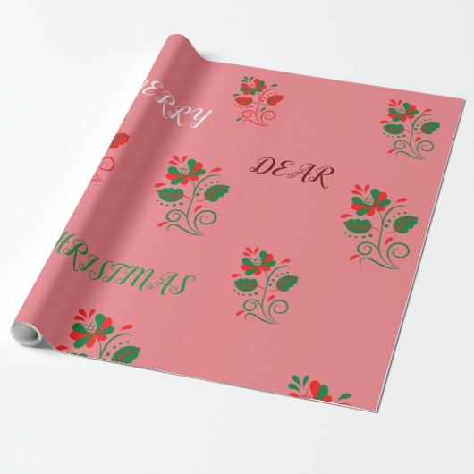 Frohe Weihnachten Matte Pink Geschenkpapier (Ungerollt)