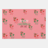Frohe Weihnachten Matte Pink Geschenkpapier Set (Vorderseite)