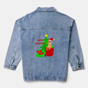 frohe weihnachten meerkat santa lustig jeansjacke