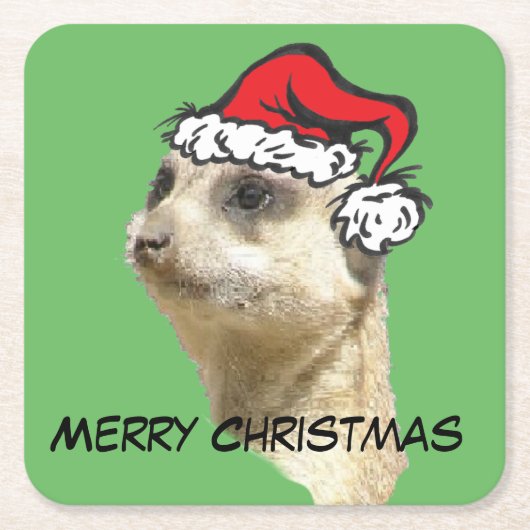 Frohe Weihnachten Meerkat Santa Untersetzer (Vorderseite)