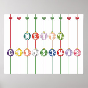 Frohe Weihnachten mehrfarbige Glass Ball Ornamente Poster