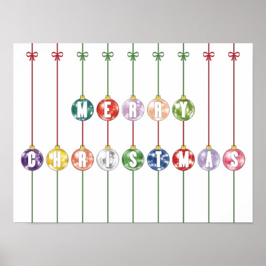 Frohe Weihnachten mehrfarbige Glass Ball Ornamente Poster (Vorne)