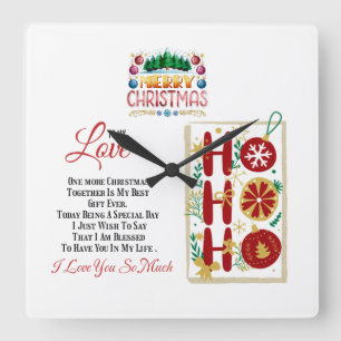 Frohe Weihnachten meiner Liebe, Weihnachtsgeschenk Quadratische Wanduhr