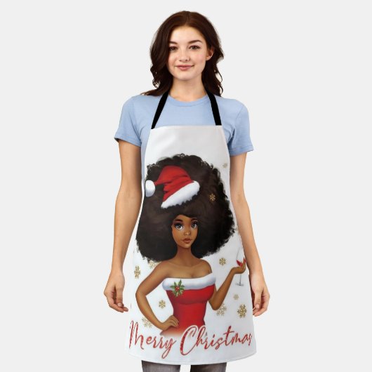 Frohe Weihnachten Melanin Frauen Black Girl Magic Schürze (Getragen)