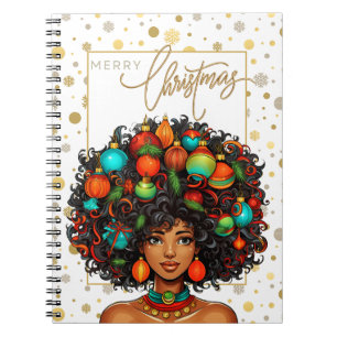 Frohe Weihnachten Melanin Woman Black Girl Magic S Notizblock