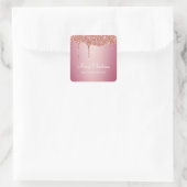 Frohe Weihnachten Melting Girly Pink Glitzern Quadratischer Aufkleber (Tasche)