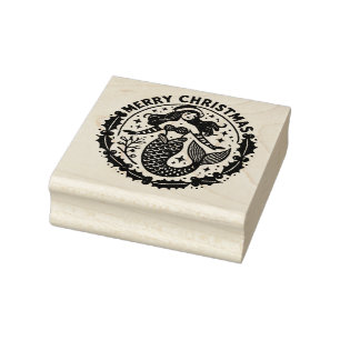 Frohe Weihnachten Mermaid Gummistempel