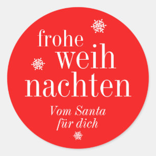 Frohe Weihnachten Merry Christmas Deutsch Runder Aufkleber
