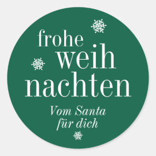 Frohe Weihnachten Merry Christmas Deutsche Grüne Runder Aufkleber