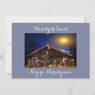 Frohe Weihnachten Merry Christmas Karte auf Polnis