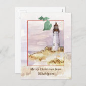 Frohe Weihnachten Michigan Leuchtturm Winterschnee (Vorne/Hinten)
