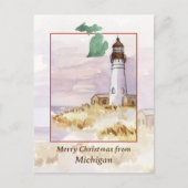 Frohe Weihnachten Michigan Leuchtturm Winterschnee (Vorderseite)