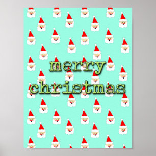 frohe weihnachten mid century modern weihnachtsman poster