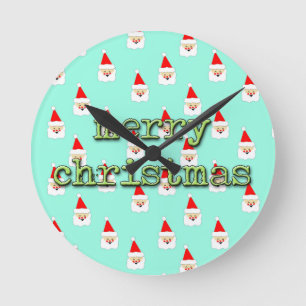 frohe weihnachten mid century modern weihnachtsman runde wanduhr