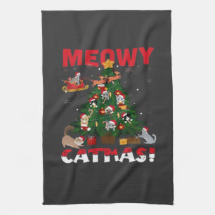 Frohe Weihnachten Mieze Geschirrtuch
