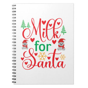 Frohe Weihnachten Milch für den Weihnachtsmann Notizblock