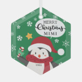 Frohe Weihnachten Mimi Penguin Ornament Aus Glas (Vorderseite)